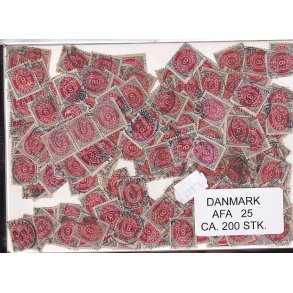 Danmark 200 stk Afa 25 Stemplet/ustemplet.