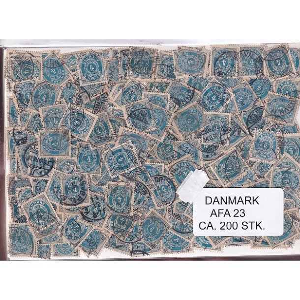 Danmark 200 stk Afa 23 Stemplet/ustemplet.