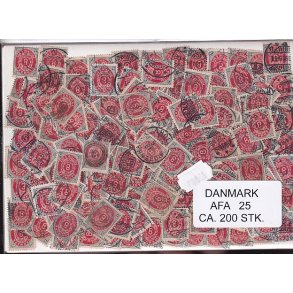 Danmark 200 stk Afa 25 Stemplet/ustemplet.