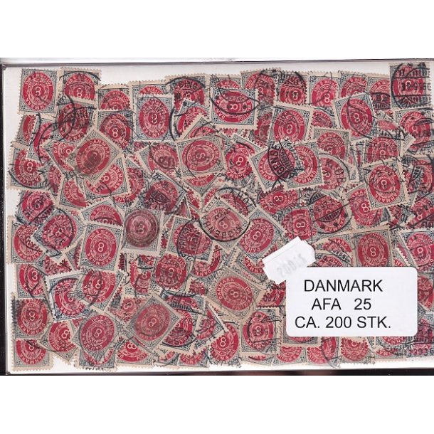 Danmark 200 stk Afa 25 Stemplet/ustemplet.