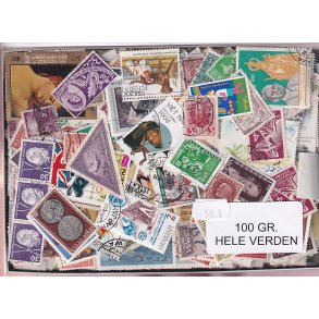 Hele Verden - Dubletparti 100 gram afvaskede frimrker