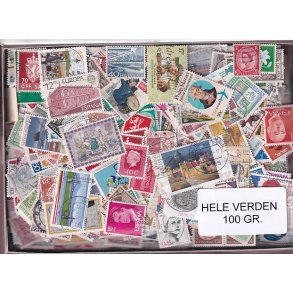 Hele Verden - Dubletparti 100 gram afvaskede frimrker