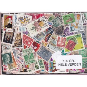 Hele Verden - Dubletparti 100 gram afvaskede frimrker