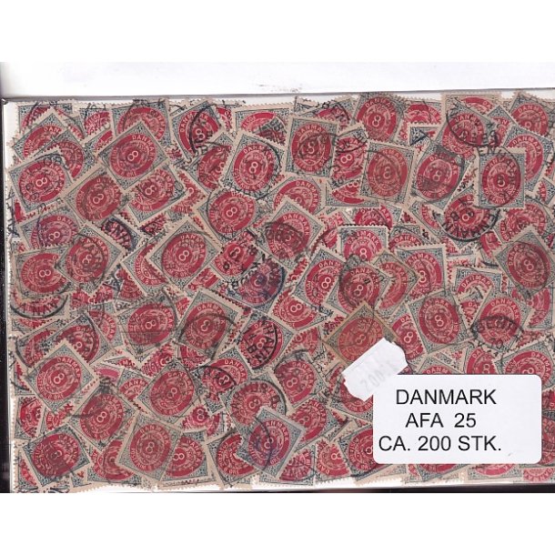 Danmark 200 stk Afa 25 Stemplet/ustemplet.