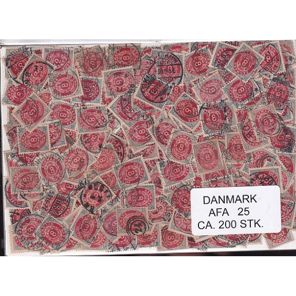 Danmark 200 stk Afa 25 Stemplet/ustemplet.