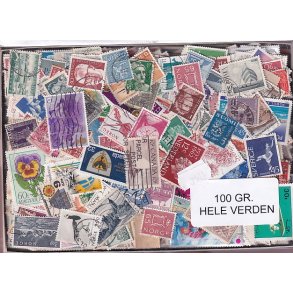 Hele Verden - Dubletparti 100 gram afvaskede frimrker