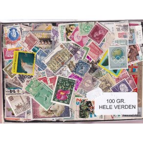 Hele Verden - Dubletparti 100 gram afvaskede frimrker