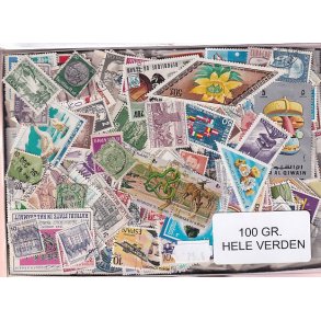 Hele Verden - Dubletparti 100 gram afvaskede frimrker