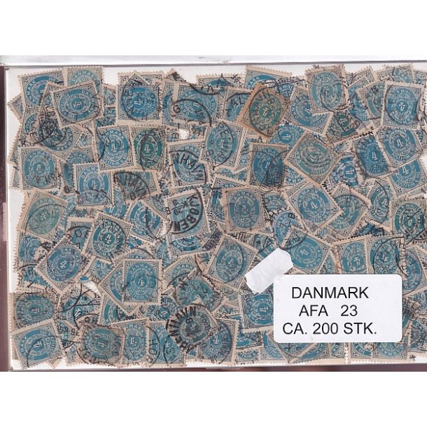 Danmark 200 stk Afa 23 Stemplet/ustemplet.