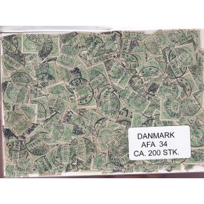 Danmark 200 stk Afa 34-B-C- Stemplet/ust.