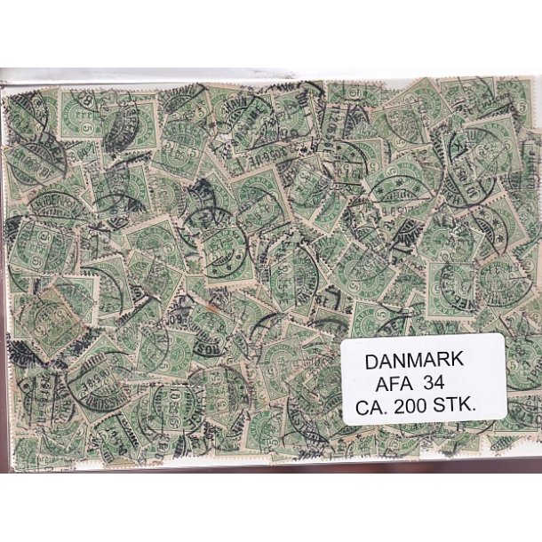Danmark 200 stk Afa 34-B-C- Stemplet/ust.