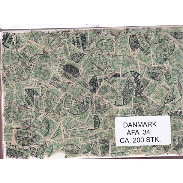 Danmark 200 stk Afa 34-B-C- Stemplet/ust.