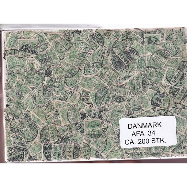 Danmark 200 stk Afa 34-B-C- Stemplet/ust.