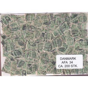 Danmark 200 stk Afa 34-B-C- Stemplet/ust.