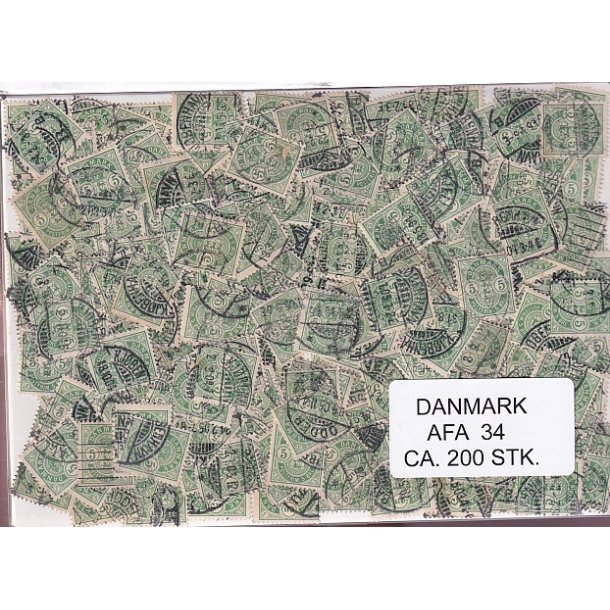 Danmark 200 stk Afa 34-B-C- Stemplet/ust.