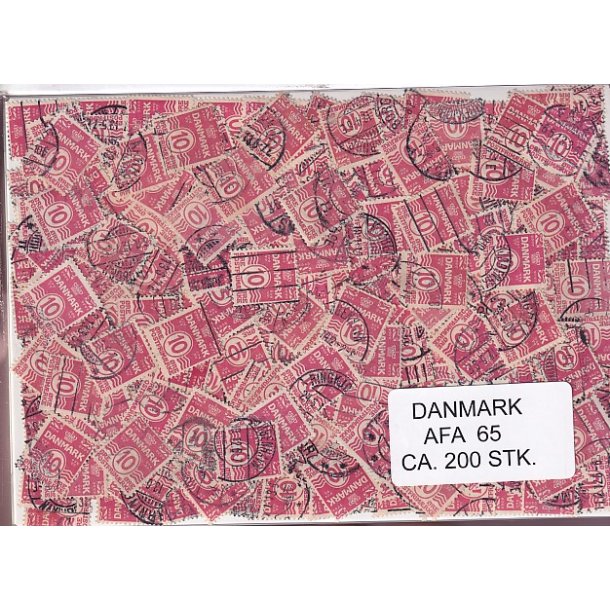 Danmark 200 stk Afa 65 Stemplet/ustemplet.