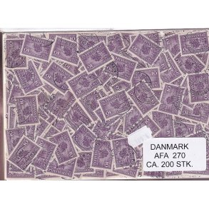 Danmark 200 stk Afa 270 Stemplet/ustemplet.