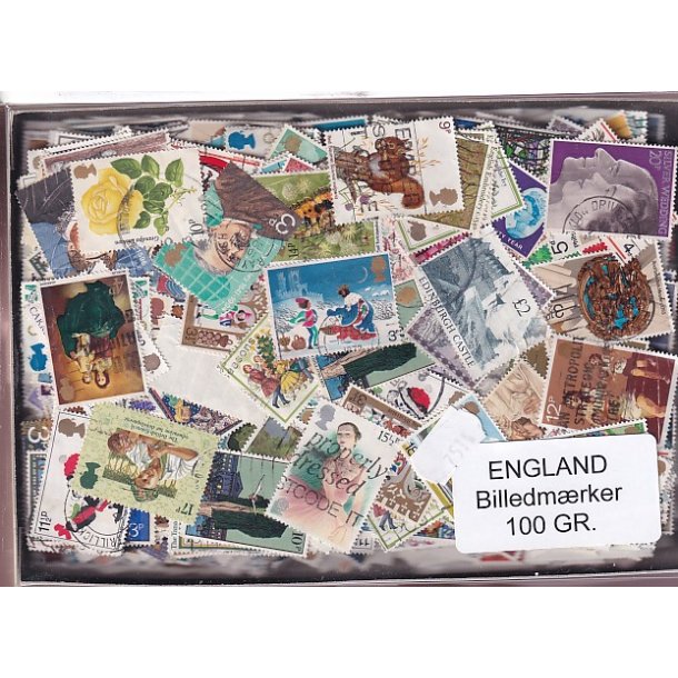 England - Dubletparti 100 Gram. afvaskede frimrker.