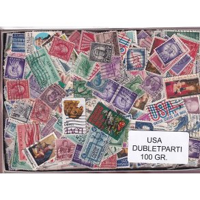 U.S.A. - Dubletparti 100 Gram. afvaskede frimrker.
