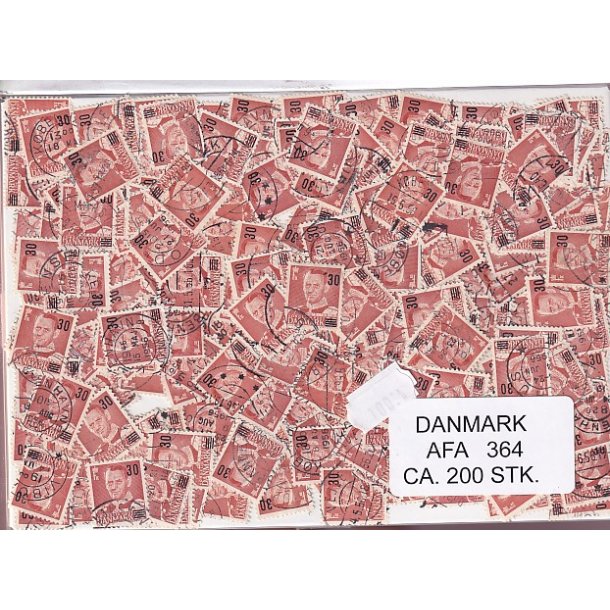 Danmark 200 stk. Afa nr.364  - 30 p 25 re - Stemplet/ustemplet