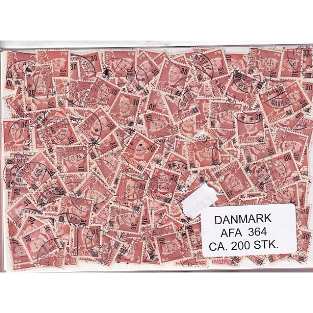 Danmark 200 stk. Afa nr.364  - 30 p 25 re - Stemplet/ustemplet