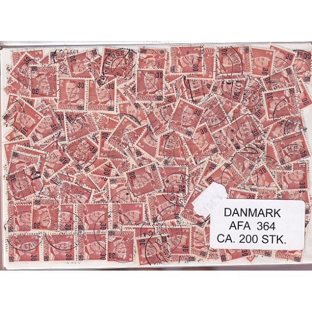 Danmark 200 stk. Afa nr.364  - 30 p 25 re - Stemplet/ustemplet