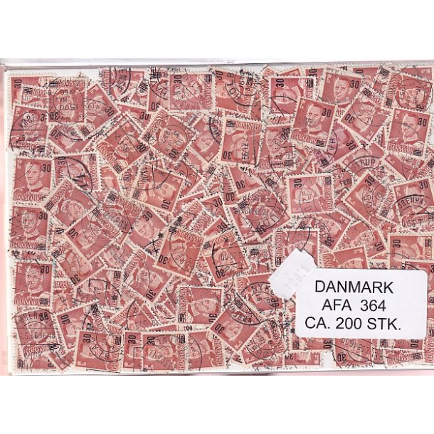 Danmark 200 stk. Afa nr.364  - 30 p 25 re - Stemplet/ustemplet