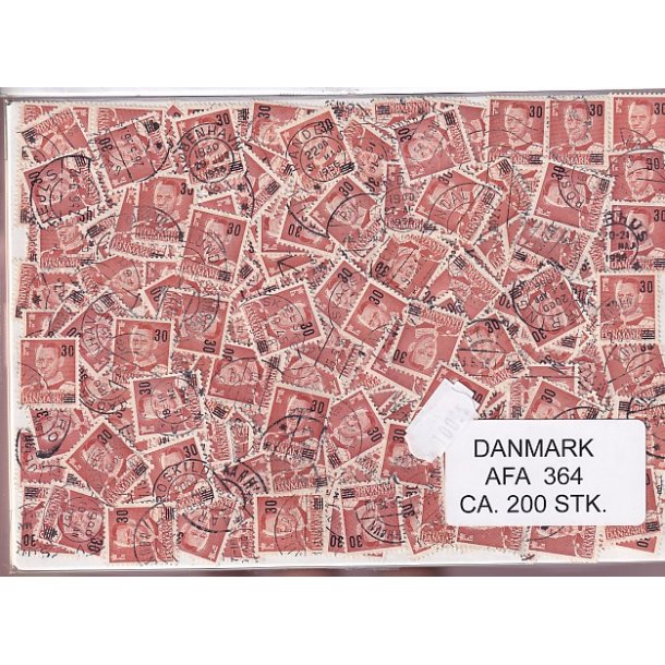 Danmark 200 stk. Afa nr.364  - 30 p 25 re - Stemplet/ustemplet
