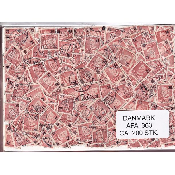 Danmark 200 stk Afa nr.363 - 30 p 20 re. - Stemplet/ustemplet