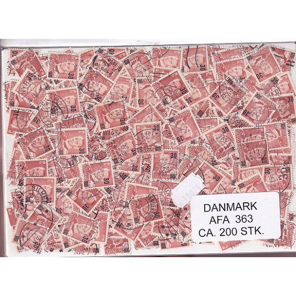 Danmark 200 stk Afa nr.363 - 30 p 20 re. - Stemplet/ustemplet