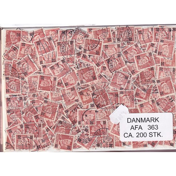 Danmark 200 stk Afa nr.363 - 30 p 20 re. - Stemplet/ustemplet
