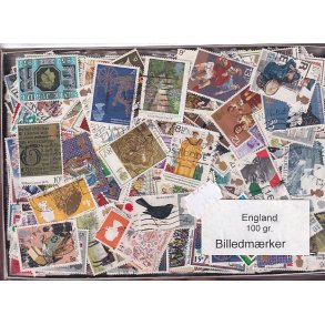 England - Dubletparti 100 Gram. afvaskede frimrker.