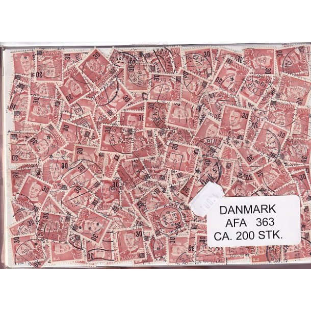 Danmark 200 stk Afa nr.363 - 30 p 20 re. - Stemplet/ustemplet