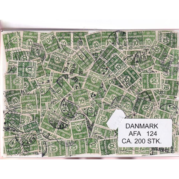 Danmark 200 stk Afa 124 Stemplet/ustemplet.