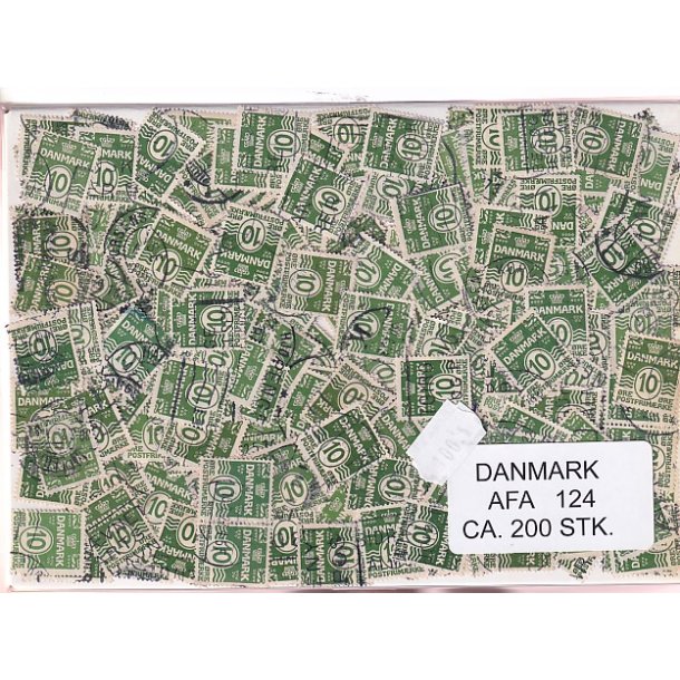 Danmark 200 stk Afa 124 Stemplet/ustemplet.