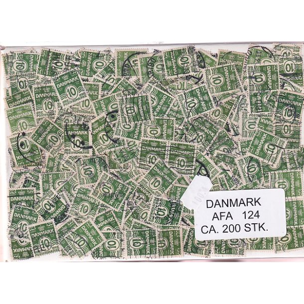 Danmark 200 stk Afa 124 Stemplet/ustemplet.