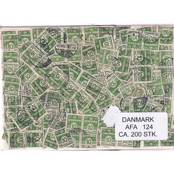 Danmark 200 stk Afa 124 Stemplet/ustemplet.