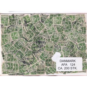 Danmark 200 stk Afa 124 Stemplet/ustemplet.