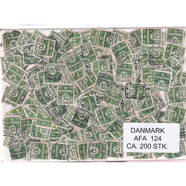 Danmark 200 stk Afa 124 Stemplet/ustemplet.