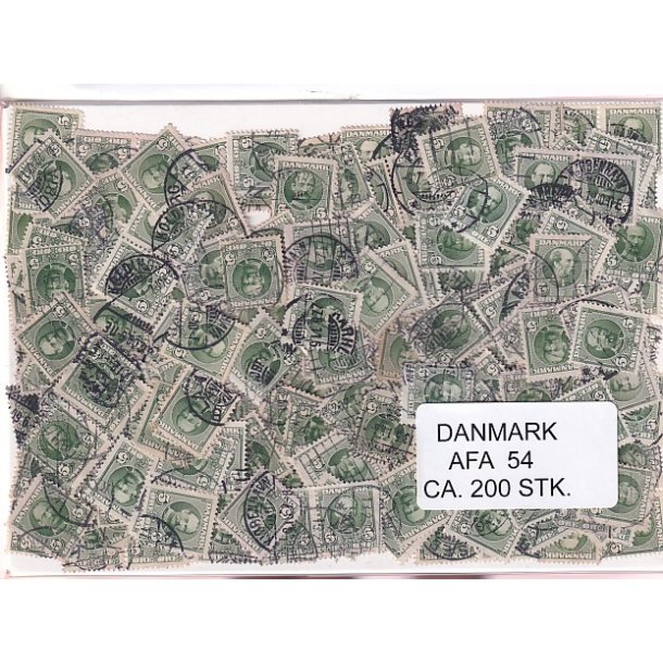 Danmark 200 stk Afa 54 Stemplet/ustemplet.
