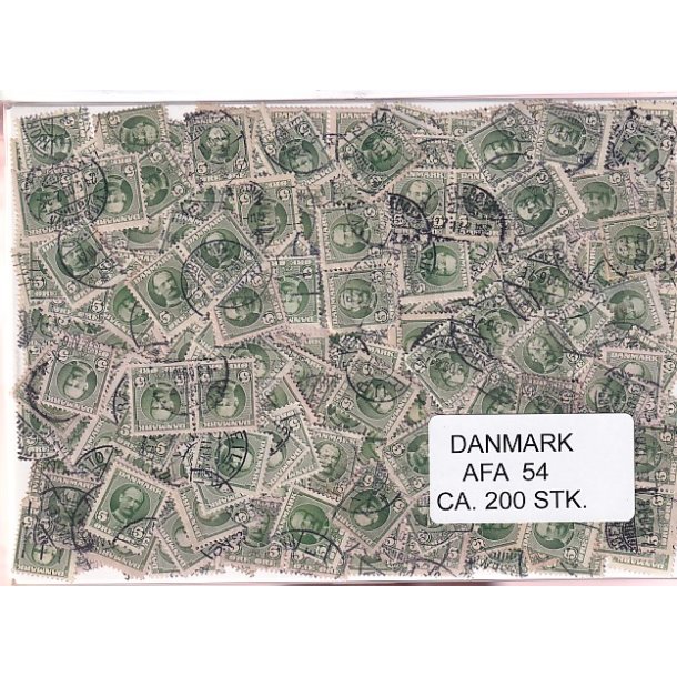 Danmark 200 stk Afa 54 Stemplet/ustemplet.