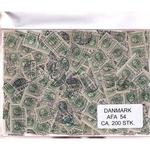 Danmark 200 stk Afa 54 Stemplet/ustemplet.