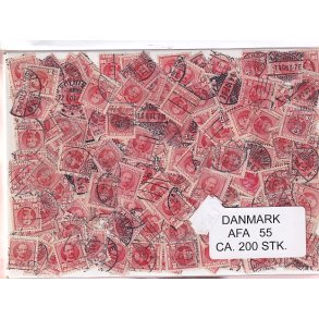 Danmark 200 stk Afa 55 Stemplet/ustemplet.