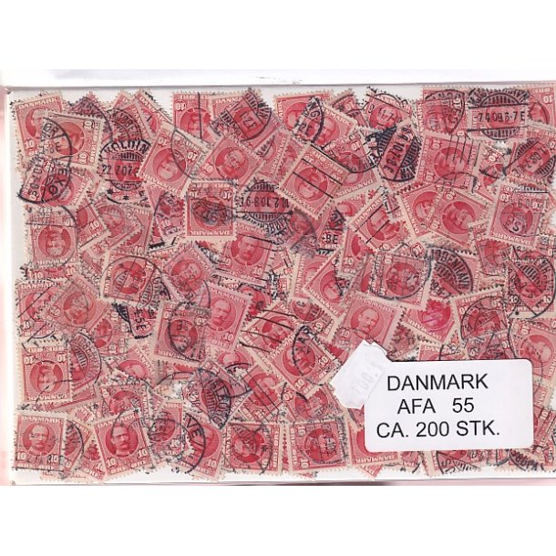 Danmark 200 stk Afa 55 Stemplet/ustemplet.