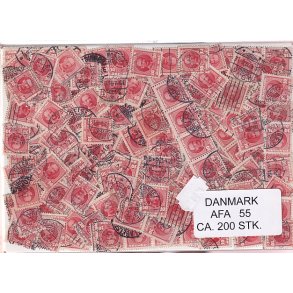 Danmark 200 stk Afa 55 Stemplet/ustemplet.