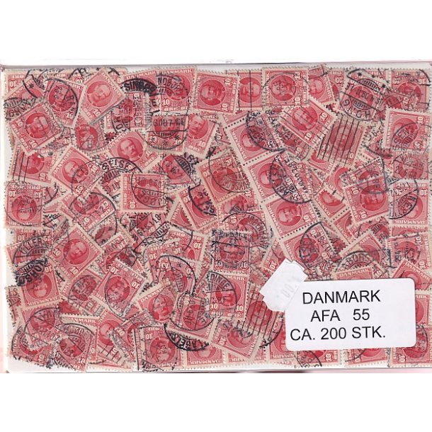 Danmark 200 stk Afa 55 Stemplet/ustemplet.
