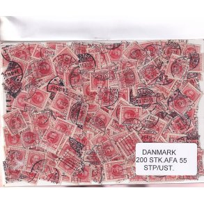 Danmark 200 stk Afa 55 Stemplet/ustemplet.