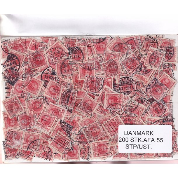 Danmark 200 stk Afa 55 Stemplet/ustemplet.