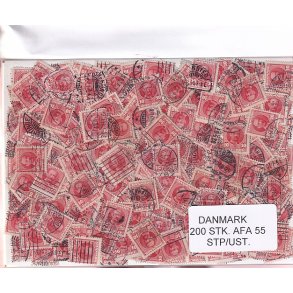 Danmark 200 stk Afa 55 Stemplet/ustemplet.