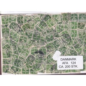Danmark 200 stk Afa 124 Stemplet/ustemplet.
